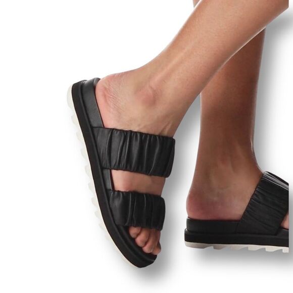 Sorel Women's Roaming Two Strap Slides Black Size 7.5 Leather Sandals - Picture 15 of 16